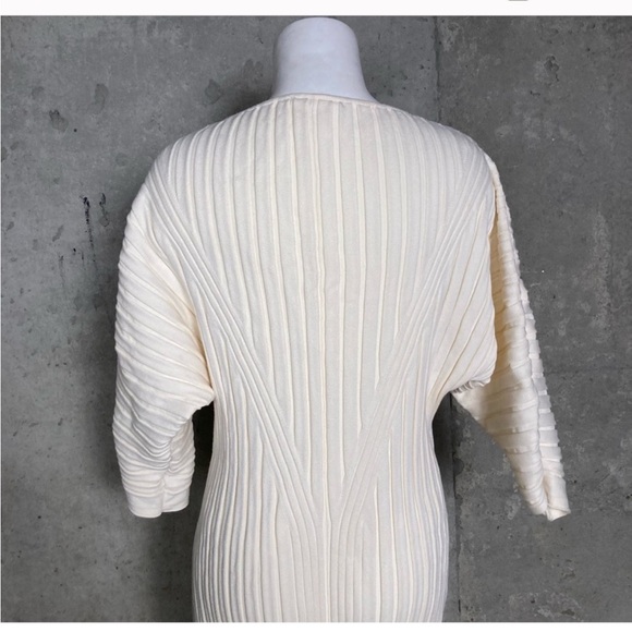 MAEVE ANTHROPOLOGIE Maris Midie White Sweater Long Sleeve Ribbed Bodycon Dress - Picture 3 of 7